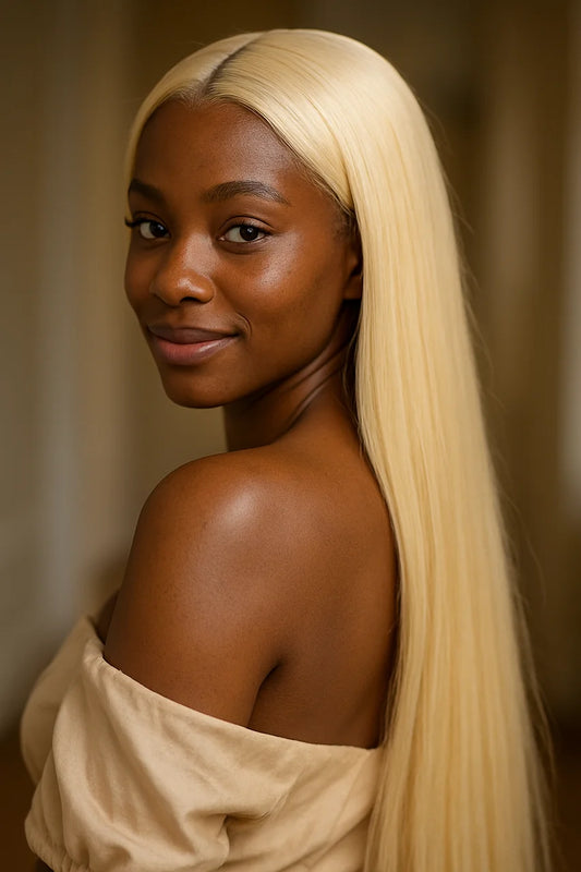 NobleTress – Luxury 613 Blonde Wig with Natural Hairline – Worn by African American Model