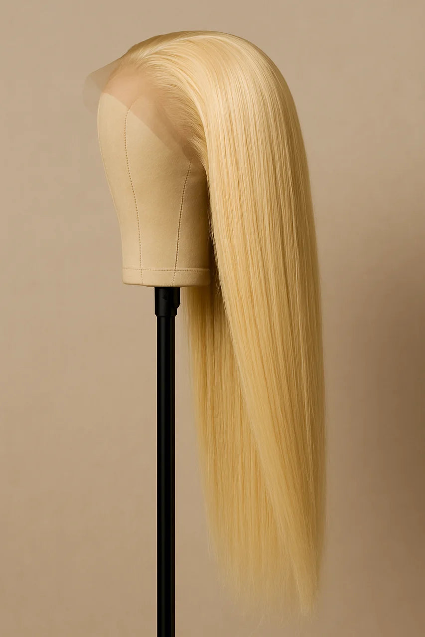 NobleTress – Side View of 613 Straight Blonde Wig – Glueless HD Lace, Natural Fall